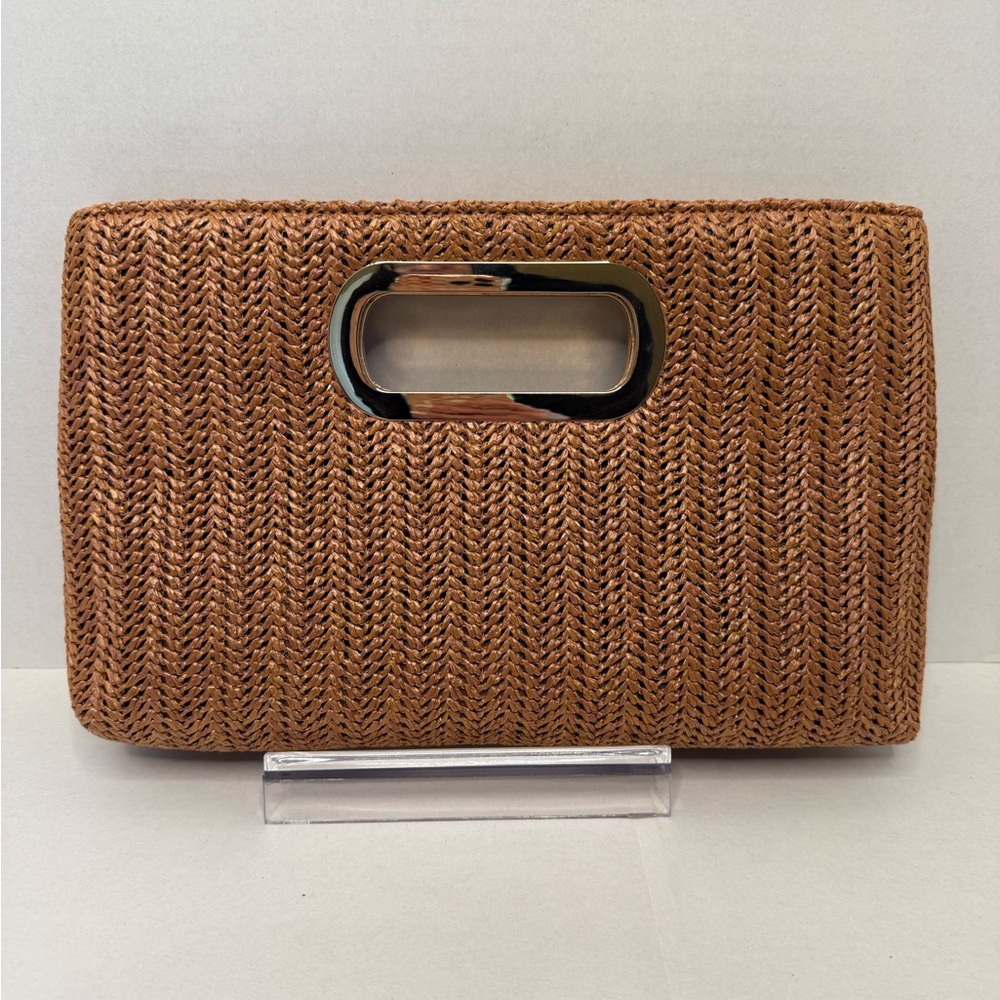 Elegant Brown Woven Clutch